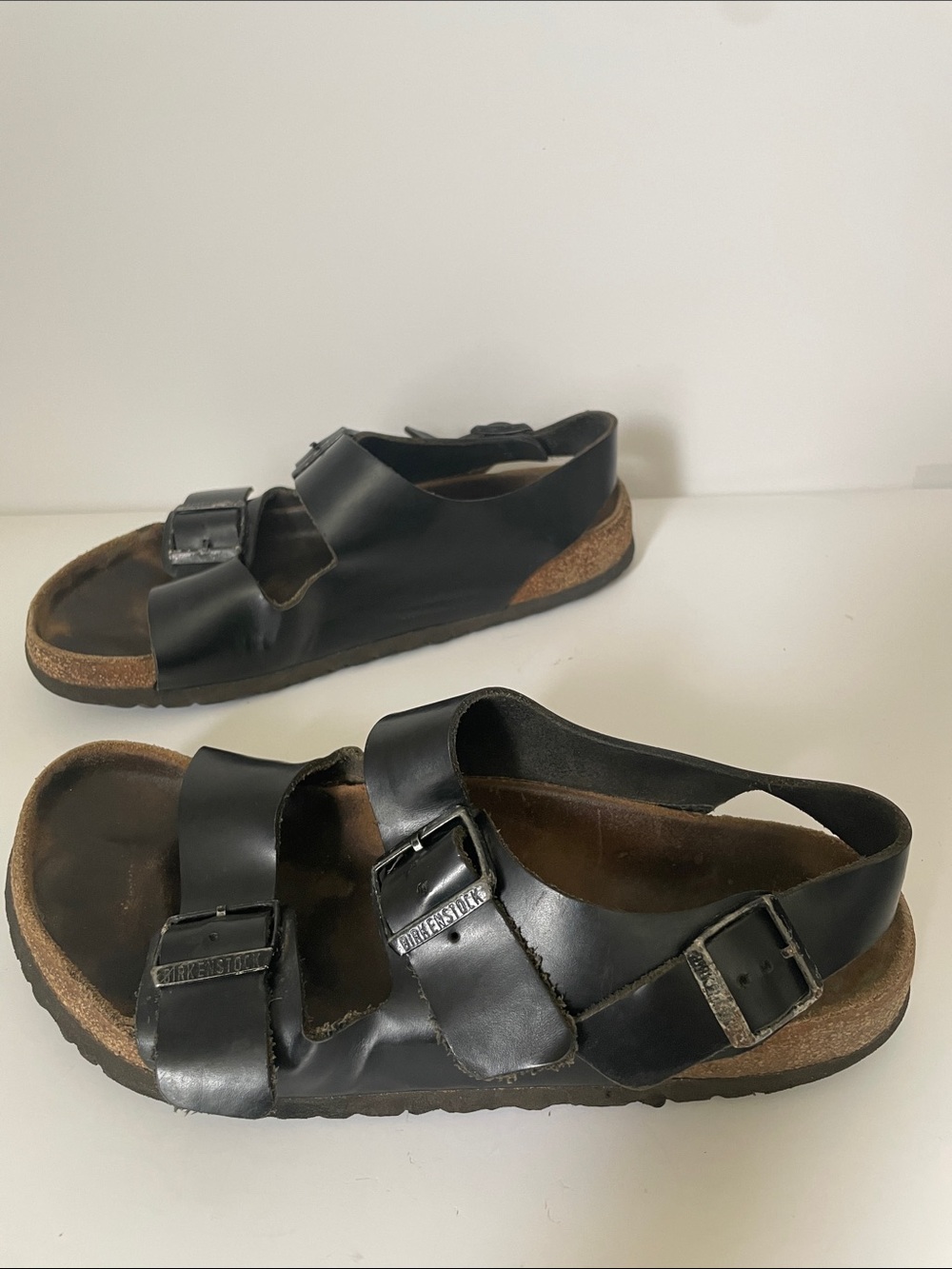 Birkenstock Arizona Black Leather Sandals Men’s 9 EU 42 Fair Cond